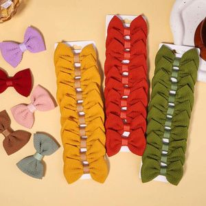 Haaraccessoires 10 stks/set 2.9inch Solid Bow Met Clip Voor Meisjes Hoofddeksels Hoofdtooi Haarspeld Leuke Haarspeldjes Kids Baby