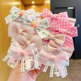 Haaraccessoires 10 stks/set Big Bow Flower Elastic Hair Bands Girls Sweet Hair Ties Children Fashion Headbands Rubberen Band Kinderhaaraccessoires