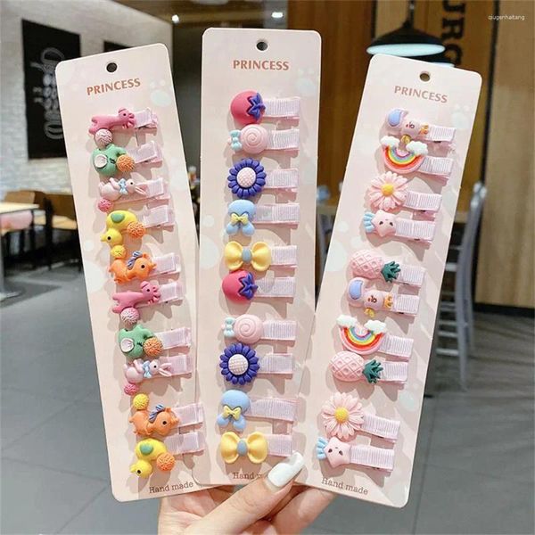 Accesorios para el cabello 10 unids/set Kawaii niños tocado con horquillas fruta Linda flor Clips de lazo bebé flequillo roto Clip niñas