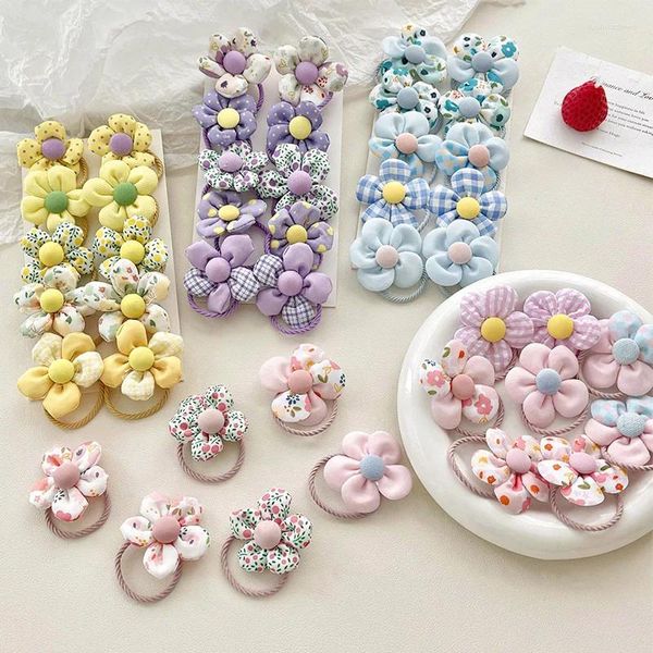 Accesorios para el cabello 10 unids/set flores encantadoras coreanas pequeñas bandas elásticas mujeres niñas Scrunchies chico soporte de cola de caballo bonito