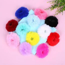 Accessoires pour cheveux 10pcs femmes filles hiver fourrure chouchous Pom cravate bandes élastiques floues porte-queue de cheval