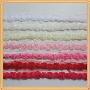 Haaraccessoires 10y 2,5/1,5 cm Mini Chic Chiffon Shabby Rose Bloem Rozet Mesh Kanten Afwerking Hoofdband Stropdas Bruids Trouwjurk Decoraties