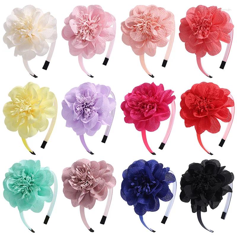 Accessori per capelli 12 colori Fasce per capelli a fiori solidi Dolci ragazze Principessa Cerchietto a nastro Fascia per capelli Copricapo fai da te Fasce per bambini