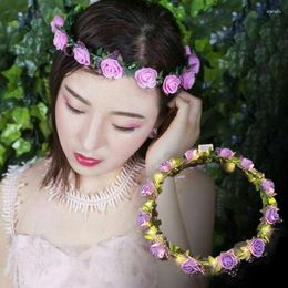 Accessoires pour cheveux 12 fleurs guirlande lumineuse coiffe LED bandeau fête mariage plage Po accessoires