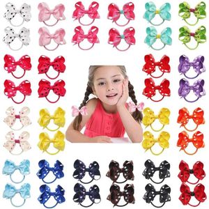 Accessoires pour cheveux, 12 pièces, attaches pour bébé, ruban gros-grain de 3 pouces, nœud à pois, bandes élastiques, porte-queue de cheval pour nourrissons