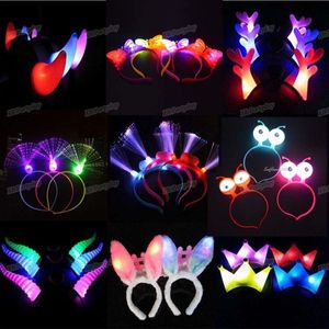 Accessoires pour cheveux 12PC Femmes Girl Lights Hairband LED Bunny Ear Bandeau Glow Neon Party Toy Cosplay Anniversaire Mariage Halloween Noël 220909