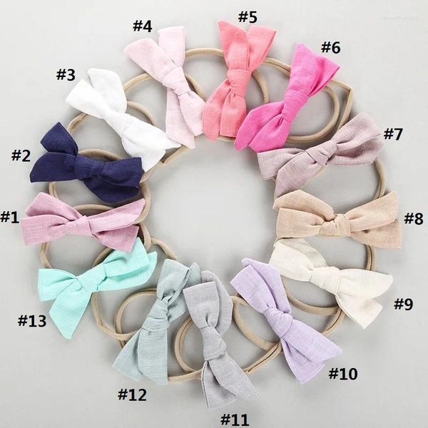 Accesorios para el cabello 12 Uds tocado para niños niñas diademas de nailon línea Bowknot Headwraps sombreros de alta elasticidad