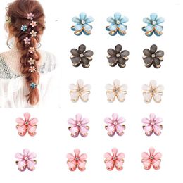 Accessoires pour cheveux, 12 pièces, petites pinces à fleurs, Barrettes à griffes, couleur bonbon, Mini épingle à cheveux, pour femmes et filles, style pour enfants