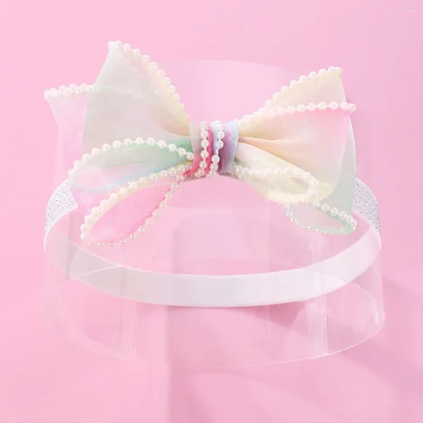 Accesorios para el cabello 12 Uds gradiente Color arcoíris tutú diademas con lazo tul Bowknot Born Headwear Boutique de moda para niñas