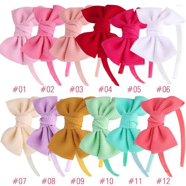 Accessoires pour cheveux 12 pièces/ensemble bébé arc bandeau 4 pouces élégant Style français arcs filles bandeau printemps couleur nœud papillon Design Hairbow