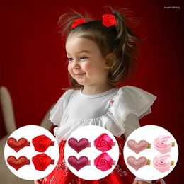 Haaraccessoires 12 stks/set Zoete Prinses Glittery Liefde Haarspelden Lint Roos Bloem Clip Voor Meisjes Handgemaakte Kinderen Peuters Hoofdtooi