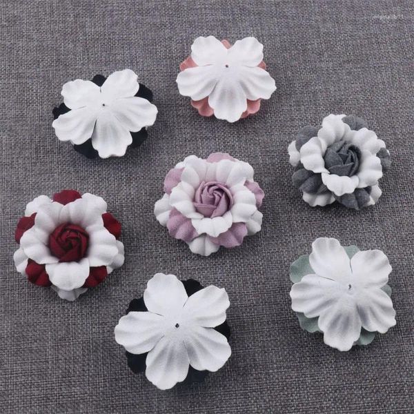 Accessoires pour cheveux, 150 pièces/lot, têtes de fleurs en tissu artificiel 55mm, pour bricolage, chaussures artisanales, sacs, vêtements, couvre-chef, fleurs