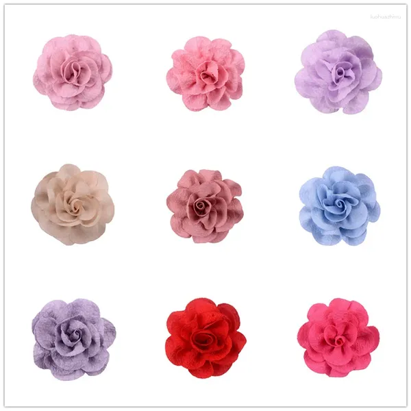 Accesorios para el cabello 150 unids/lote 7cm tela crepé flor elegante rosa para zapatos ropa decoraciones para el hogar suministros de princesa para niñas