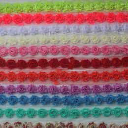 Accessoires pour cheveux 17y 1.5" Petite Shabby Chiffon Flowers For Kids Shabbies Girls Headbands Wedding Boutque