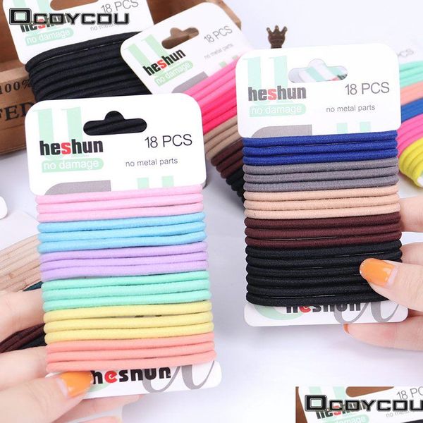 Accessoires de cheveux 18pcs / ensembles Kids Color Tie Set Women Fashion Bands Fashion Band Trendy Hair Elastic Ensembles Braid Drop Delivery Products Dhygb