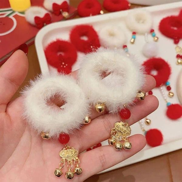 Accesorios para el cabello 1 par de borlas para niños cuerda roja traje Tang arco Scrunchies Hanfu sombreros antiguos