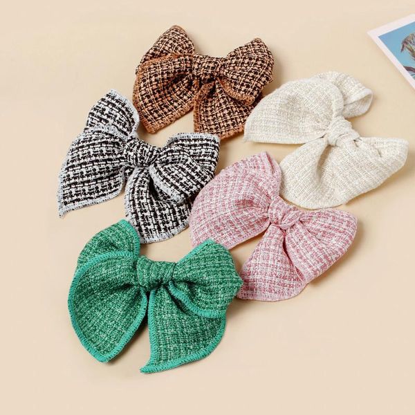 Accessoires pour cheveux, 1 pièce, 4 pouces, pinces pour bébé, filles, carreaux en coton, épingles à cheveux, Barrettes pour enfants, couvre-chef, vente en gros