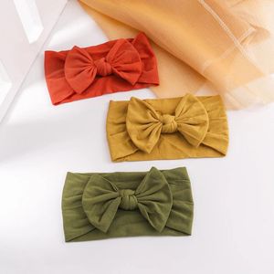 Haaraccessoires 1Pc Geboren Effen Kleur Tulband Baby Kids Bows Headwrap Meisjes Hoofdband Peuter Elastische Hoofddeksels Hoofdbanden