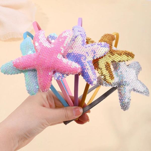 Accesorios para el cabello 1 pieza Banda de estrella de mar de dibujos animados Lentejuelas brillantes Aro decorativo para niños Fiesta de viaje de ocio Niños Niña