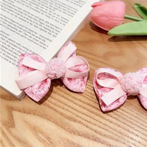 Haaraccessoires 1PC Mode Kanten Baret Strik Voor Meisjes Kinderen Roze Bloemen Clip Prinses Eenvoudige Bovenzijde