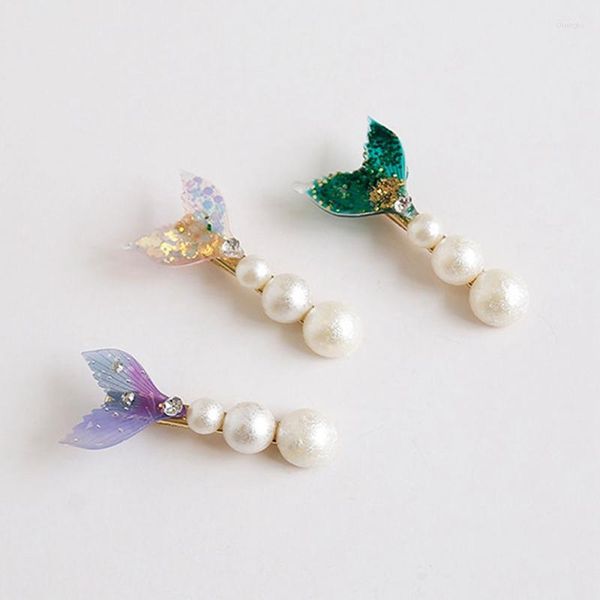 Accesorios para el cabello 1 unid Princess Super Fairy Fishtail Diamond Pearl Horquilla para niñas Clips de mujer Grips