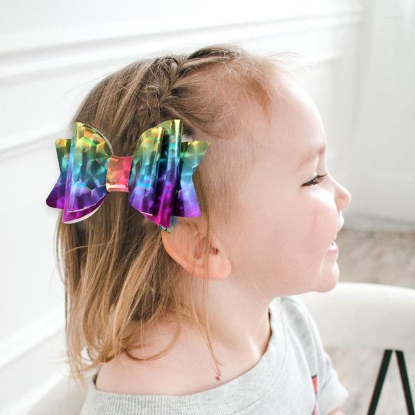 Accessoires cheveux 1 pièces bébé filles noeud papillon 5cm Clips enfants chapeaux épingle à cheveux Die Laser demi-couvert tissu Double Insert