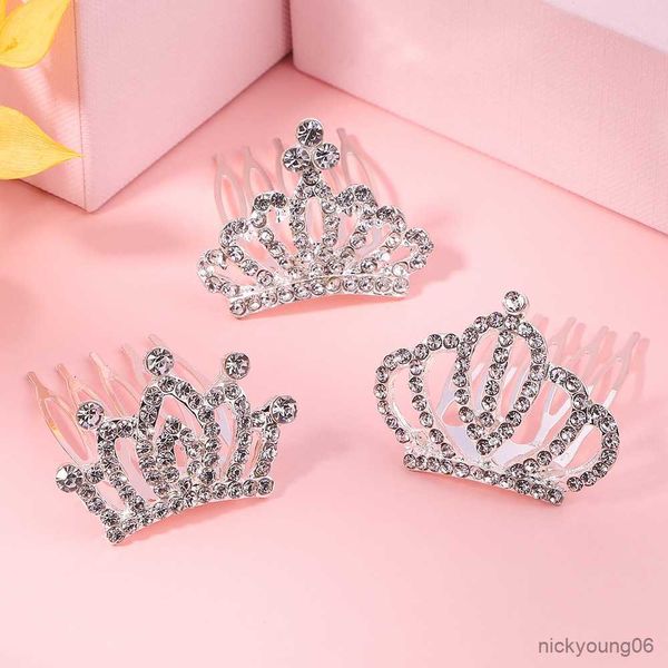 Accessoires cheveux 1 pièces cristal princesse couronne peigne filles enfants strass diadème Clips Costume fête d'anniversaire chapeaux cadeaux