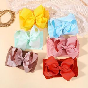 Accesorios para el cabello 1 PPCS de ancho Turban Nylon Niña Broad Bows Big Bows Child Dadem Bands Elástica Cinta