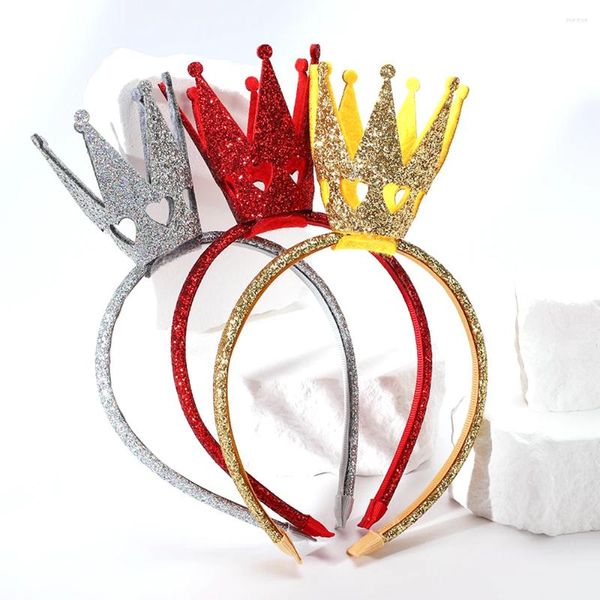 Accesorios para el cabello, 1 pieza, aro con brillo para niños, Tiaras brillantes, diademas de corona 3D para niñas, tocados de princesa para Festival brillante, regalos