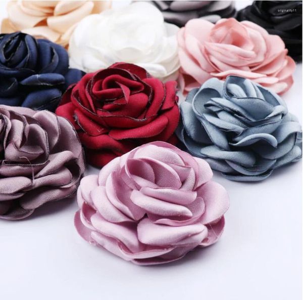 Accesorios para el cabello Mini flor rosa de 2,0 pulgadas, roseta quemada con parte trasera plana para flores de tela bonita, broche con diadema, accesorio nupcial