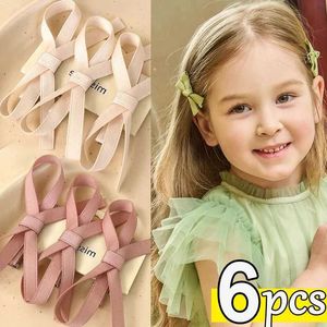 Accessoires de cheveux 2/6 filles Sweet Bow Coils Clain Baby Pink White Ballet Ribbon Bow Clips Hair Band Strave Coup Hair Clip Clip Bucket D240520