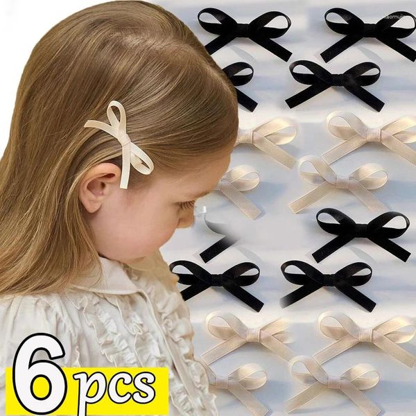 Accessoires pour cheveux, 2/6 pièces, pinces à nœud papillon pour filles, jolies épingles à cheveux blanches et noires, couvre-chef avec nœud en ruban, Barrettes à saisir mignonnes