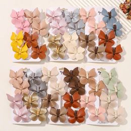 Haaraccessoires 2/8 Stuks Meisjes Leuke Vlinder Clips Voor Kinderen Handgemaakte PU Lederen Haarspelden Haarspelden Mode Baby Cadeau set