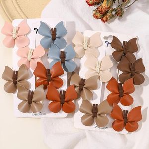 Accessoires pour cheveux, 2/8 pièces, pinces papillon mignonnes pour filles, épingles à cheveux en cuir faites à la main, ensemble cadeau pour bébé en PU solide