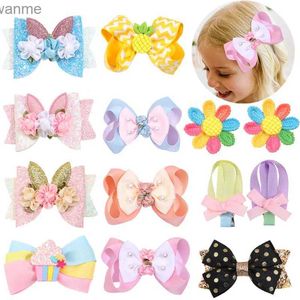 Accessoires de cheveux 2 Nouvelles pinces de cheveux Pearl Sweet Flower Hair Clips Bow Clips Gold plaqués colorés cachets calissants pour bébé et enfants Clips de cheveux et pinces de cheveux pour enfants WX