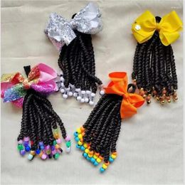 Accessoires pour cheveux 2 pièces Ponytails Tresses pour enfants Ponytail tressé avec perles et arc