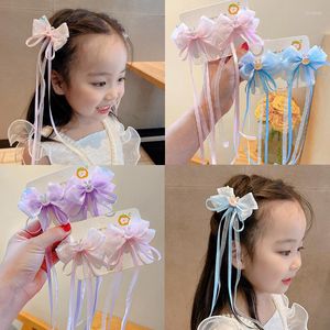 Accessoires de cheveux 2 pièces Style chinois Antique gland ruban arc mignon épingles à cheveux enfants doux filles Clips Barrettes pinces à cheveux