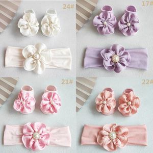 Accesorios para el cabello 2 PCS Faux Pearl Baby Girls Diadema Calcetines Set Bow Band Head Wrap con corta elegante princesa Girl