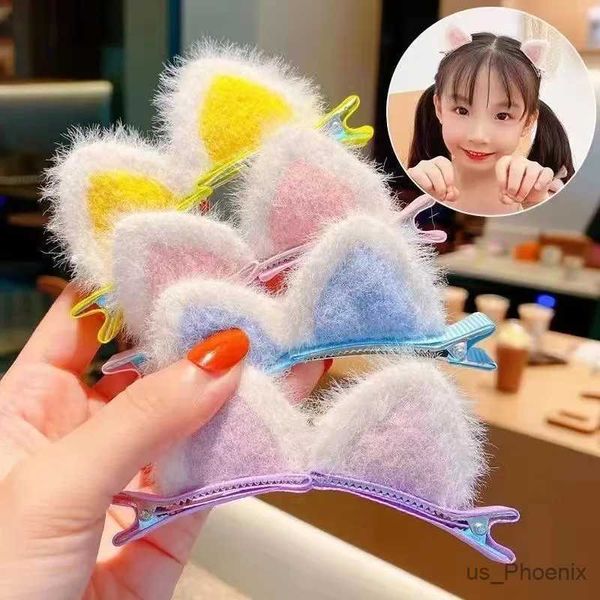 Accessoires de cheveux 2 pcs / ensembles Enfants Couleurs mignonnes Oreilles de chat Ornement Clips de cheveux Bandons bébé filles belles barrettes épingles à cheveux