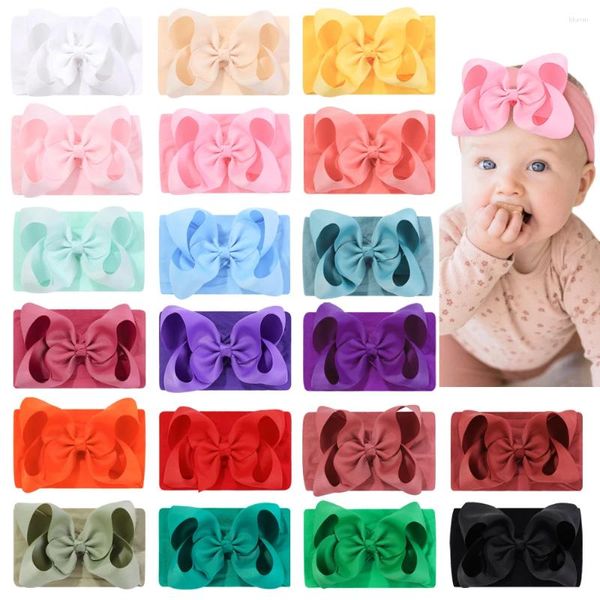 Accessoires pour cheveux, 20 couleurs, grand nœud de ruban, bandeau pour bébé fille, Turban Large en Nylon, cadeau pour bébé, bande Super douce