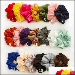 Accessoires De Cheveux 20 Couleur Femmes Filles Solide Doux Chouchous En Mousseline De Soie Anneau Élastique Cravates Titulaire De Queue De Cheval Bandeaux Bande De Caoutchouc Drop Del Dhnxc