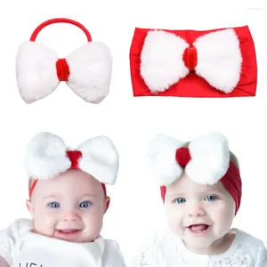 Haaraccessoires 20 stks / partij pluizige strik brede nylon hoofdband baby magere elastische haarband voor kerstcadeau