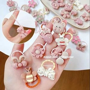 Accessoires de cheveux 20 PCS / Set Baby Girls Migne Cartoon Flower Bow Scrunchies Rubbers Bands Enfants Elastic Hair Bands Accessoires de cheveux pour enfants