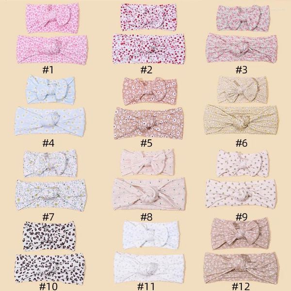 Accessoires pour cheveux, 20 ensembles/lot, bandeau Turban à nœud imprimé Floral pour maman et bébé, bandeau en Nylon pour mère et fille