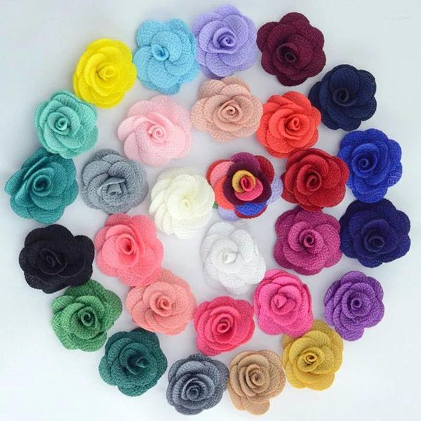 Accessoires pour cheveux, 200 pièces/lot, tissu en lin de 4cm, fleur de camélia pour bébés filles, chaussures artisanales, sac, fournitures de vêtements