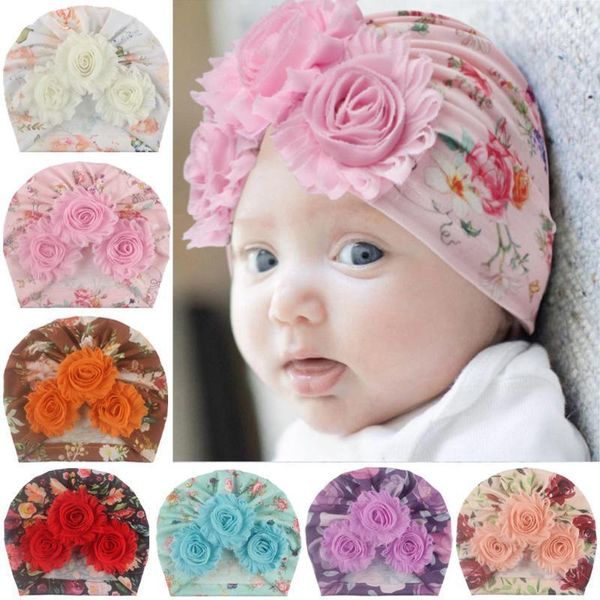 Accessoires de cheveux 2022 Mignon Fleur Bébé Chapeau Doux Coton Fille Turban Infantile Enfant Né Cap Bonnet Bonnet Headwraps Enfants Bonnet Bandeau