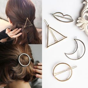 Haaraccessoires 2022 Metalen geometrische haarspelden Dames Girl Circle Triangle Moon Clip BRAPTE HOOFDKEER