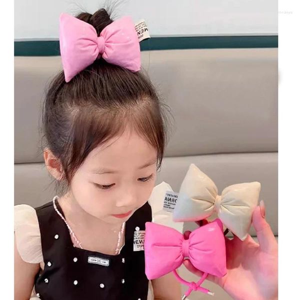 Accesorios para el cabello 2023 Niños Lindos Cuerdas de arco de cuero Moda Simple Color Sólido Princesa Scrunchies Tie Ponytail Cuerda