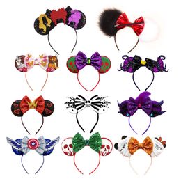 Haaraccessoires 2023 Halloween Bows Ears Headband Girls Festival Sequins Bow For Women Girl Party Cosplay Haarband Gift Kids 230818