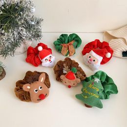 Haaraccessoires 2023 Merry Christmas Plush Scrunchies Tree Santa Elk Flannel Rope Women Gifts Bands